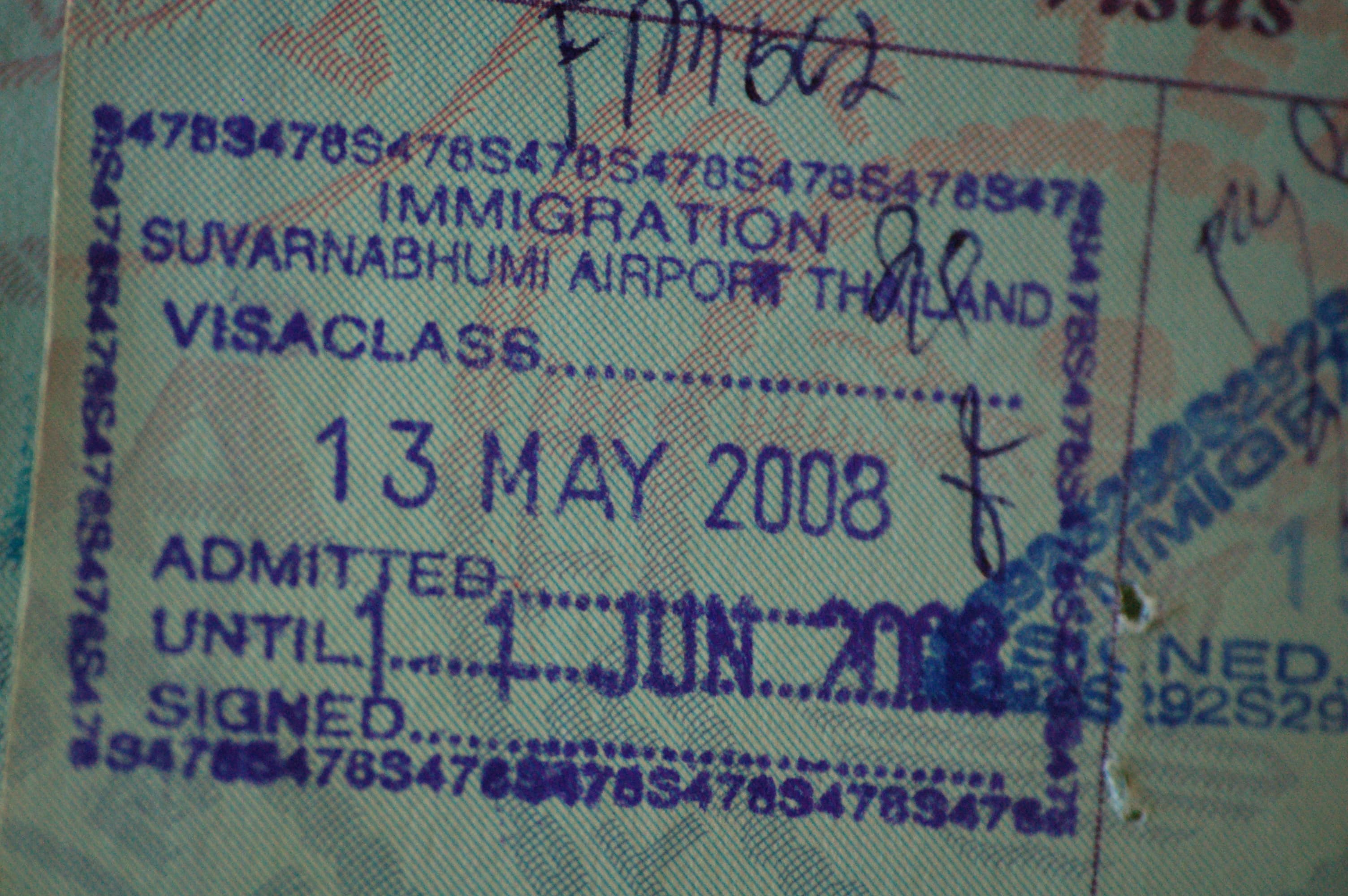 Thailand passport stamp reference